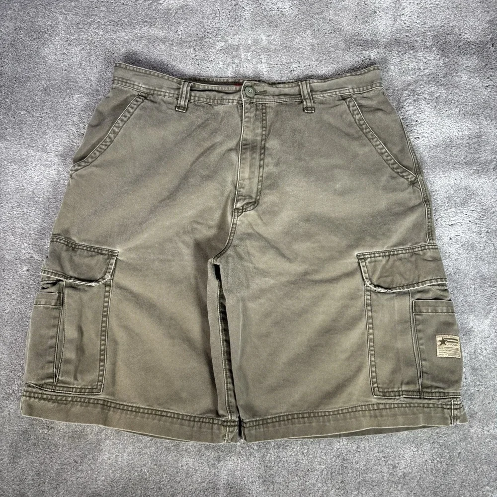 Vintage Unionbay Cargo Shorts Mens 36 Green Cotton Baggy Military Grunge Y2K